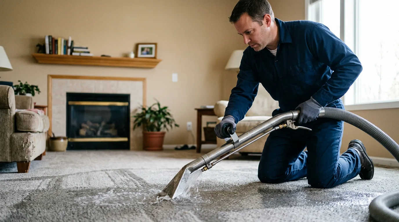 Water damage restoration technician working near Nazareth, PA